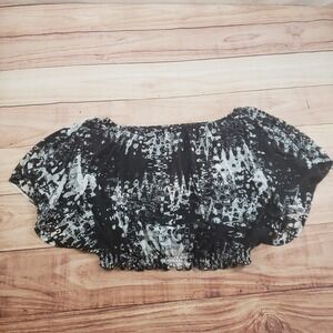 H&M Shirt Womens Large Black Blouse Sheer Plus Lightweight Flutter Sleeve Ladies